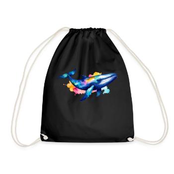 Whale, Whale, Graffiti, Colorful, Painting - Drawstring Bag - black - Front