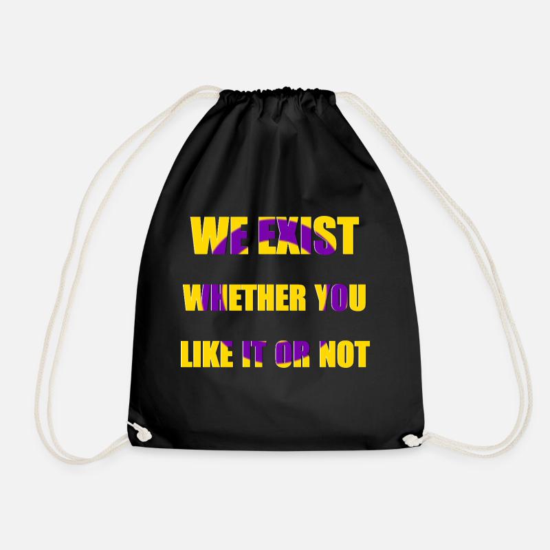We Exist - Intersex Flag - Drawstring Bag - black