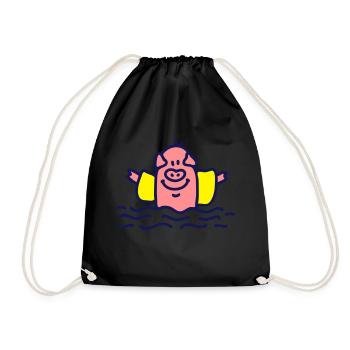 Pig Water Wings 3 - Drawstring Bag - black - Front