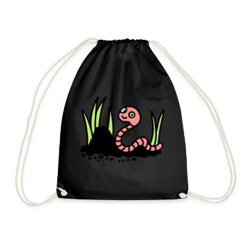 Earthworm Earth - 3 - Drawstring Bag - black - Front