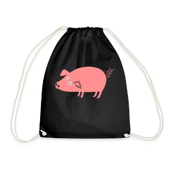 Schwein roz4 - Turnbeutel - Schwarz - Vorne