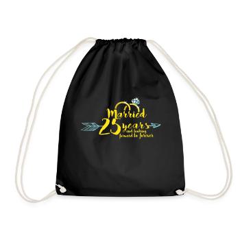 25 anniversaire de mariage - mariage en argent - Sac de sport léger - noir - Devant