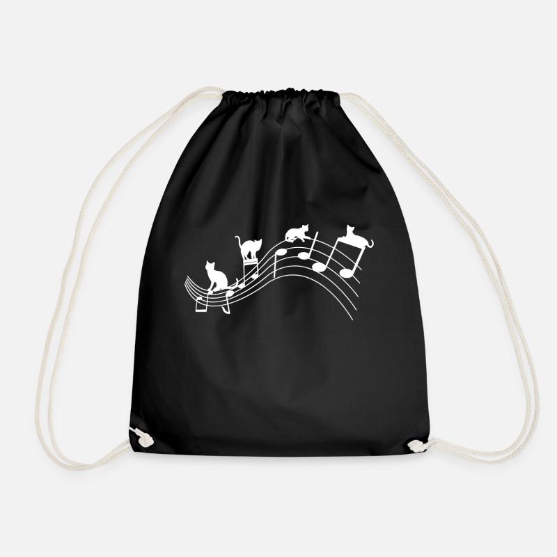 Cats and Musical Notes Cats and Music - Drawstring Bag - black