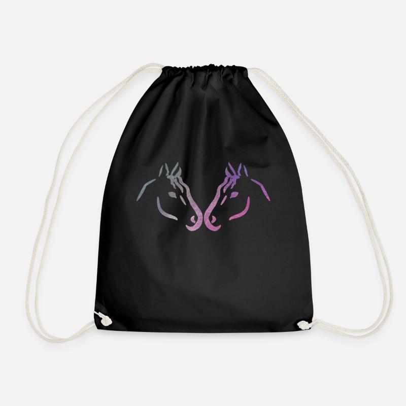 les chevaux aiment les têtes de cheval violet - Sac de sport léger - noir