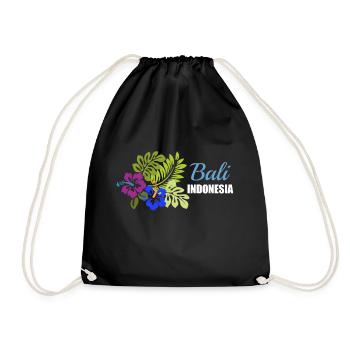 Bali, Indonesia, city, country, flowers - Drawstring Bag - black - Front