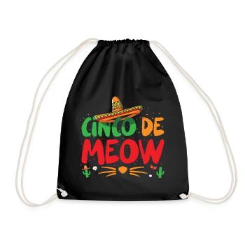 Funny Cinco De Mayo Costume Cinco De Meow - Drawstring Bag - black - Front