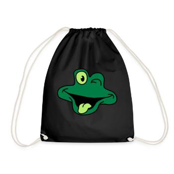Grenouille comique impertinent visage - Sac de sport léger - noir - Devant