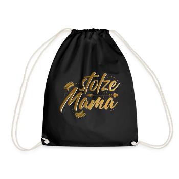 Proud mom golden - Drawstring Bag - black - Front