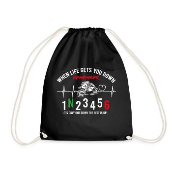 When life gets you down - Motorcycle / Motorcycle - Drawstring Bag - black - Front