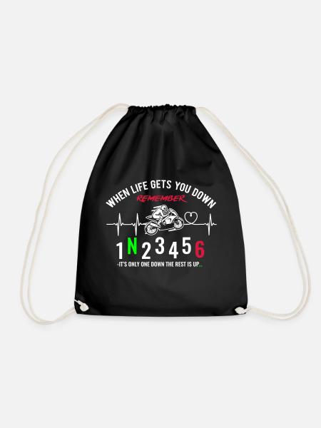 When life gets you down - Motorcycle / Motorrad ve - Turnbeutel - Schwarz