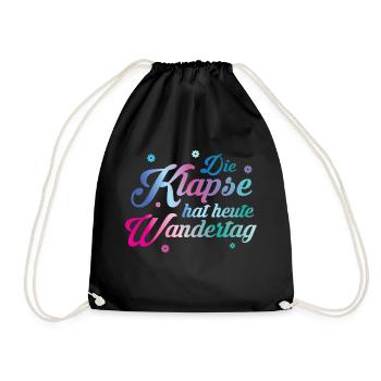Klapse hat Wandertag - Turnbeutel - Schwarz - Vorne
