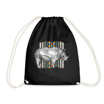 Rhinoceros - Drawstring Bag - black - Front