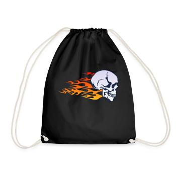 head of death skull skull flame fire flam - Drawstring Bag - black - Front