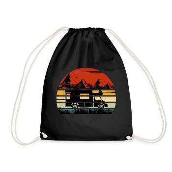 camping car vintage sunset retro - Drawstring Bag - black - Front
