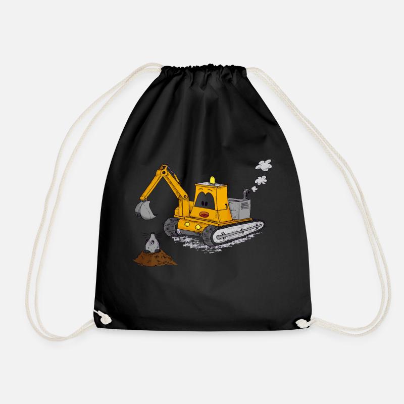 Bagger Maulwurf Kran Baustelle Baumeister Jungs - Turnbeutel - Schwarz