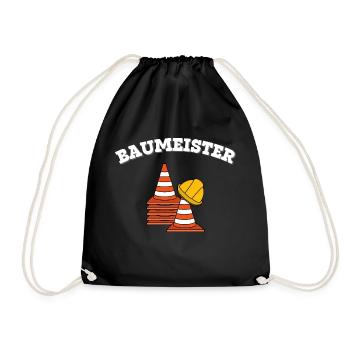 Baumeister Bauarbeiter Handwerker Geschenkidee - Turnbeutel - Schwarz - Vorne