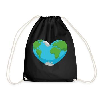 Earth Heart Nature Environment Planet Design - Drawstring Bag - black - Front