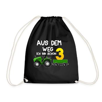 aus dem weg ich bin schon 3 Traktor Jungen 3 Jahre - Turnbeutel - Schwarz - Vorne