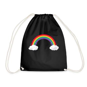Bunter Regenbogen mit Wolken LGBT LGBTQ Gay Pride - Turnbeutel - Schwarz - Vorne