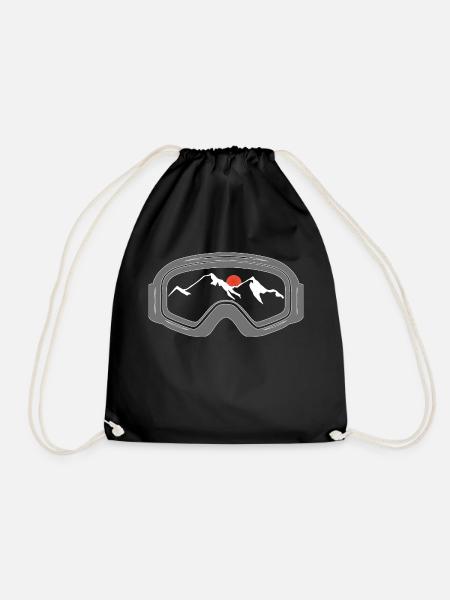 Ski Snowboard Goggles with Mountains Sunset - Drawstring Bag - black
