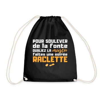 Soirée raclette - humour repas raclette - Sac de sport léger - noir - Devant