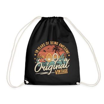 2004 Vintage Born Vintage 18 Birthday Retro - Drawstring Bag - black - Front