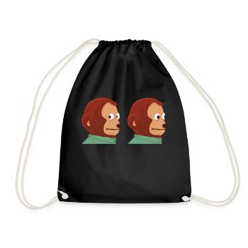 Funny monkey puppet meme - Drawstring Bag - black - Front