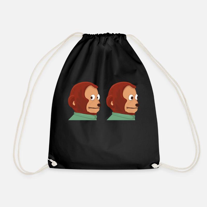 Funny monkey puppet meme - Drawstring Bag - black