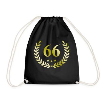 66 Zahl Kranz - Turnbeutel - Schwarz - Vorne