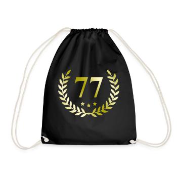 77 Zahl Kranz - Turnbeutel - Schwarz - Vorne