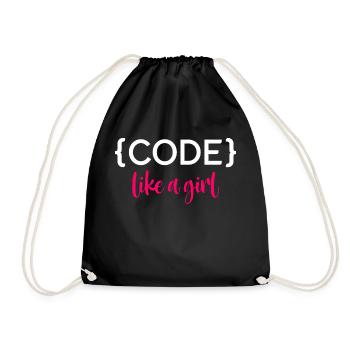 Code Like A Girl Programming Coder Computer Geek D - Turnbeutel - Schwarz - Vorne