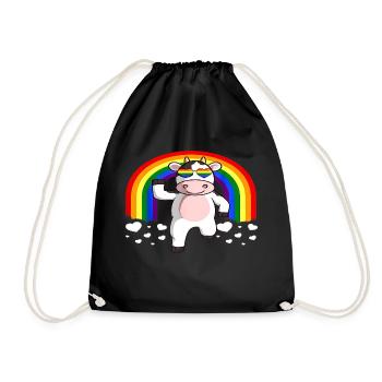 Regenbogen Einhorn LGBTQ - Turnbeutel - Schwarz - Vorne
