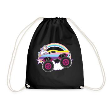 Girl Monster Truck Unicorn - Drawstring Bag - black - Front