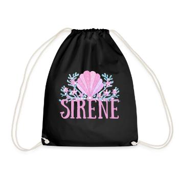 sirène couronne coquillages - Sac de sport léger - noir - Devant