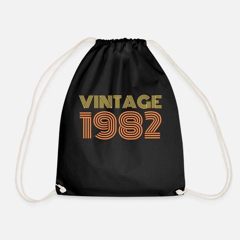 Vintage 1982- Retro-Birthday - Drawstring Bag - black