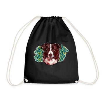 Head of Border collie - In graffiti #1 - Drawstring Bag - black - Front