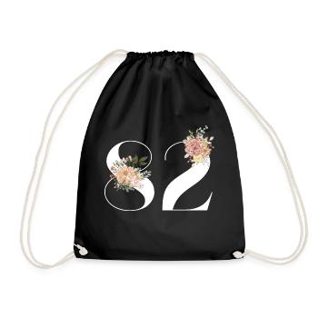 82nd Anniversary Flowers (Gift of 82 years) - Drawstring Bag - black - Front