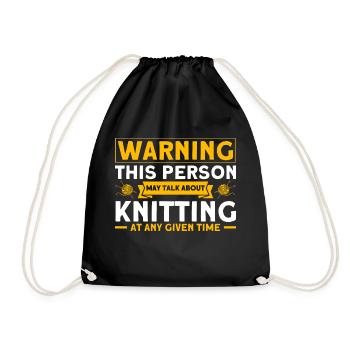 Knitting Yarn Knitting Knitting Fabric Gift - Drawstring Bag - black - Front