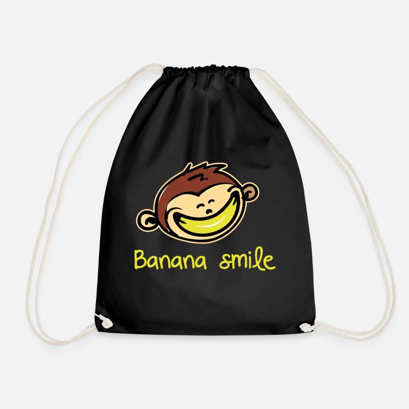 banana smile version II - Drawstring Bag - black