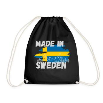 Made in Sweden design Modern logo - Drawstring Bag - black - Front