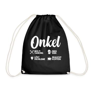 Patenonkel Pate Kaffee Bier Onkel - Turnbeutel - Schwarz - Vorne