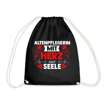 Altenpflege Pflegen Pflegekraft liebevoller Spruch - Turnbeutel - Schwarz - Vorne