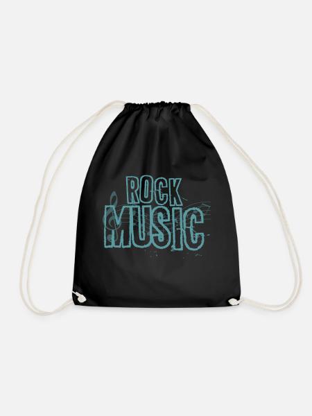 Rock music design heavy metal rock music - Drawstring Bag - black