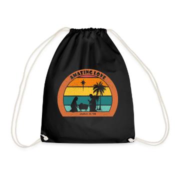 Amazing Love, Christian Nativity Bible Verse - Drawstring Bag - black - Front