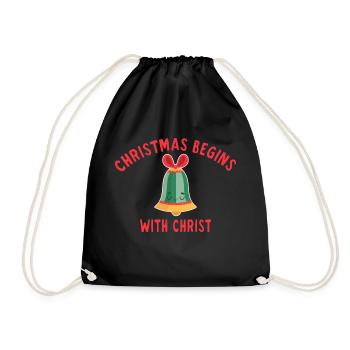 Christmas Begins With Christ avec une jolie cloche - Sac de sport léger - noir - Devant