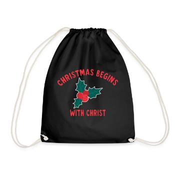 Christmas Begins With Christ branche de gui - Sac de sport léger - noir - Devant