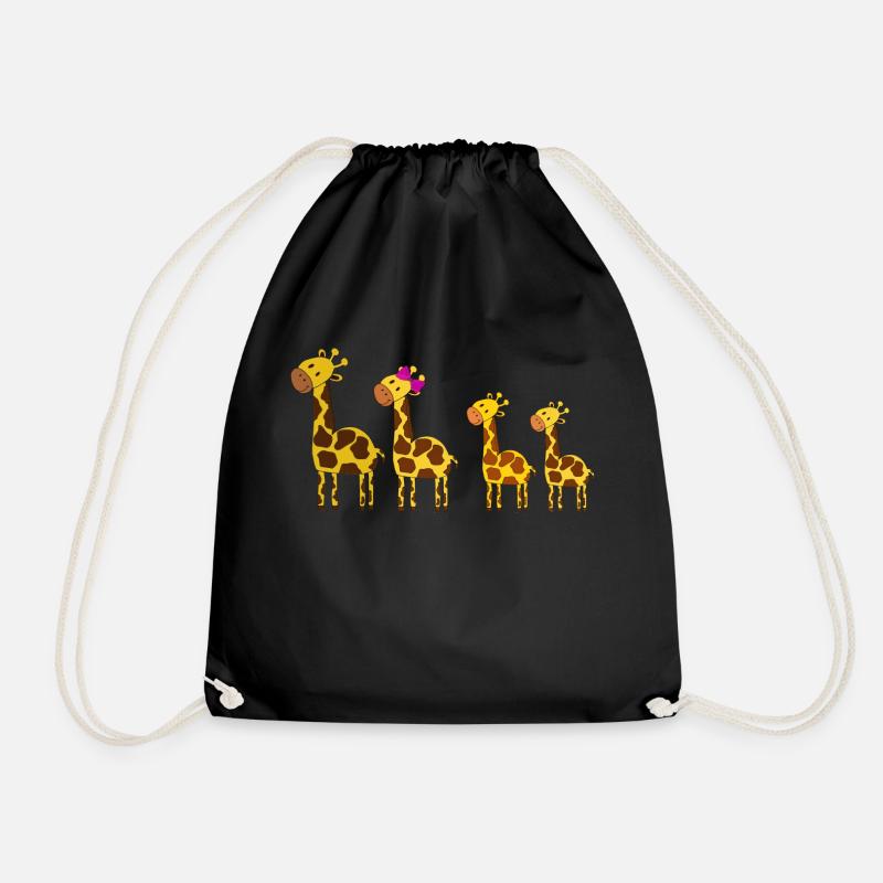 Giraffenfamilie - Turnbeutel - Schwarz