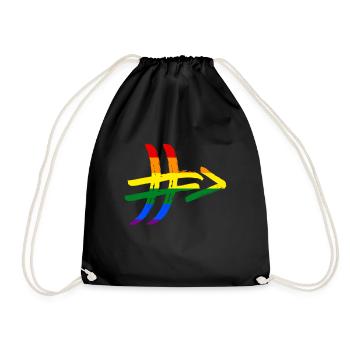 Regenbogen Hashtag # Diversität Toleranz Vielfalt - Turnbeutel - Schwarz - Vorne