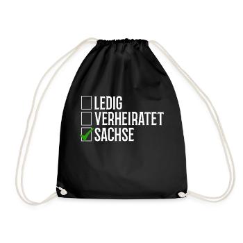 Sachsen Verheiratet Ledig - Turnbeutel - Schwarz - Vorne