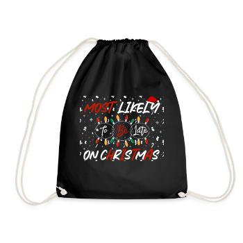 Most Likely To be Late on Christmas Family Trip - Drawstring Bag - black - Front